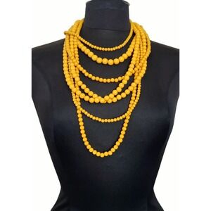 NWT LUCKY BRAND Statement Necklace Earrings Set Topaz Gold Multi-strand Beaded